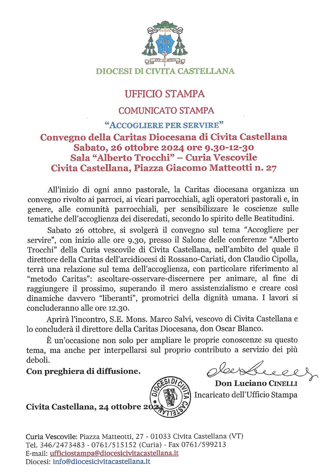 Ufficio Stampa -  Comunicato Stampa 24/10/2024